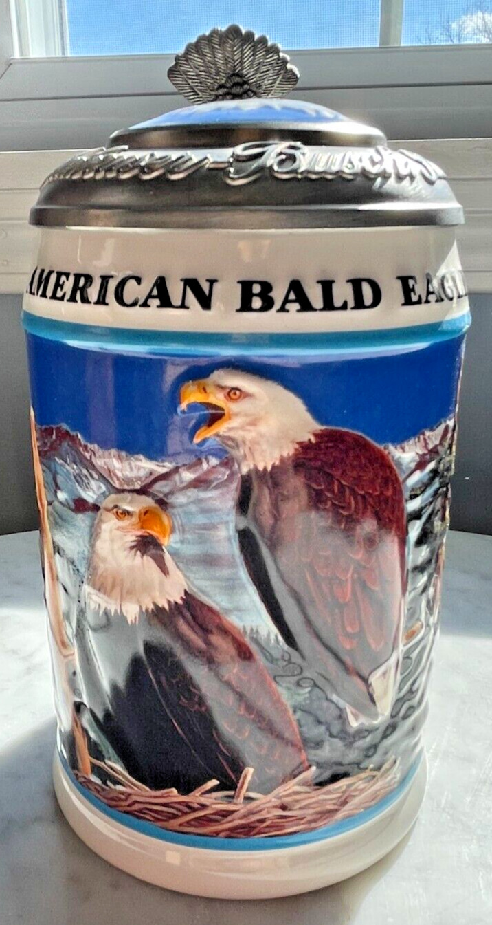 1999 Anheuser-Busch American Bald Eagle Series Spring  Lidded Stein CS365- NEW