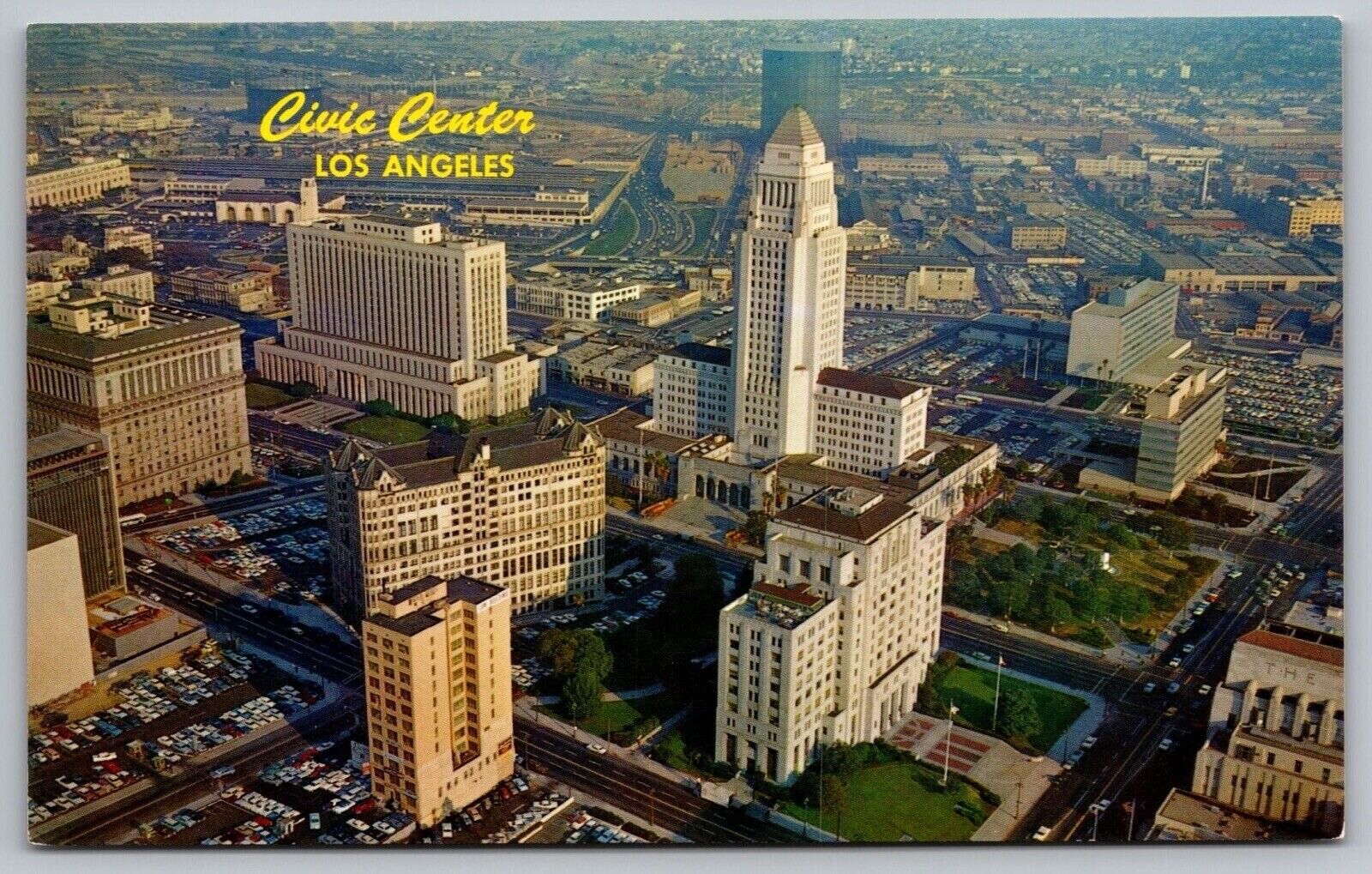 Civic Center Los Angeles California Aerial View Skyscrapers Downtown Postcard