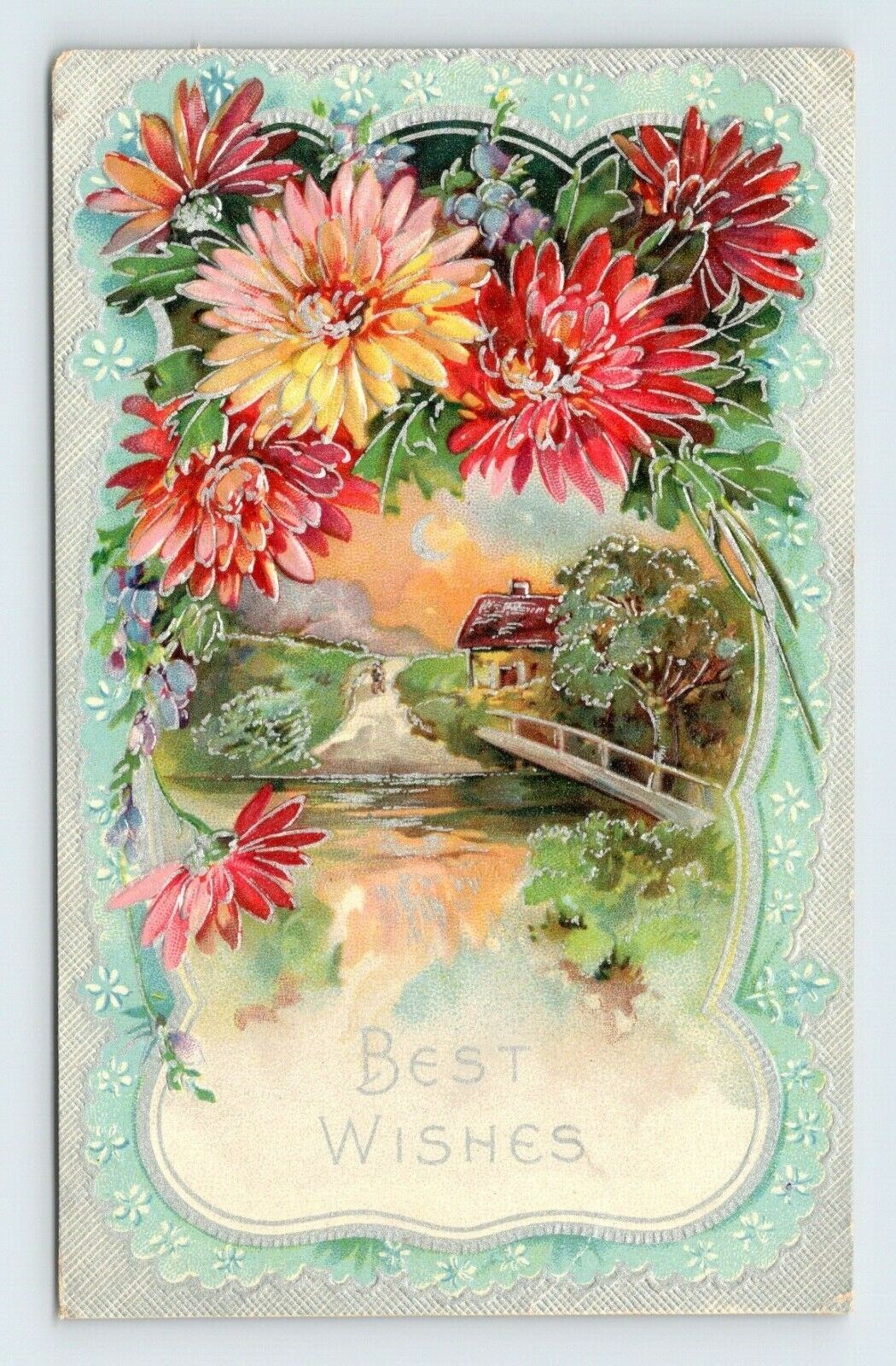 Beautiful Floral Scene Postcard 1910 Ohio Postmark with Interesting Message 