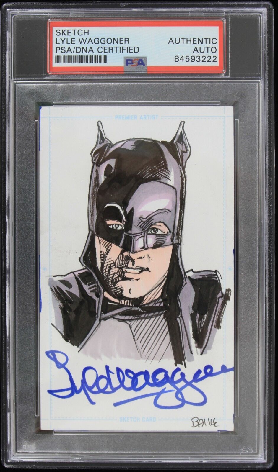 1966 Lyle Waggoner Batman Signed 3x5 Sketch Card (PSA/DNA Slabbed)