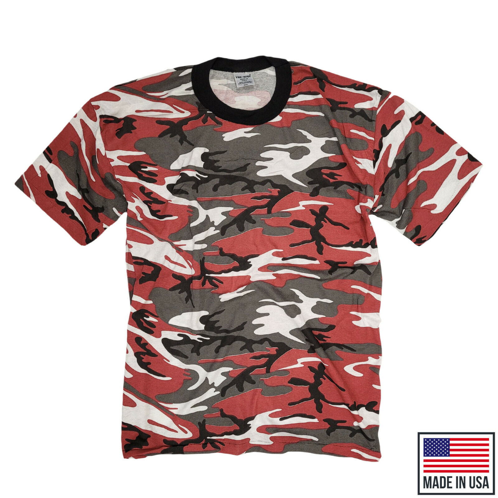 Army T Shirt Original TRU-SPEC US Made Combat Short Sleeve Tee Top Red Camo