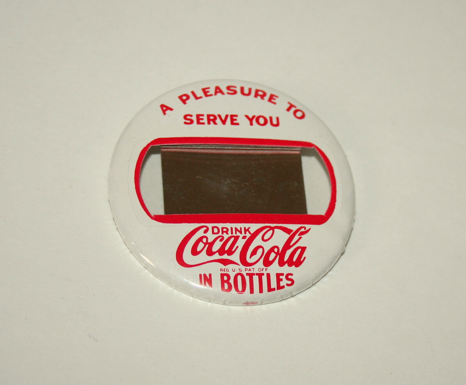 White Coke Coca-Cola Soda Jerk Name Tag Waitress Waiter Button Pin NOS New 60s