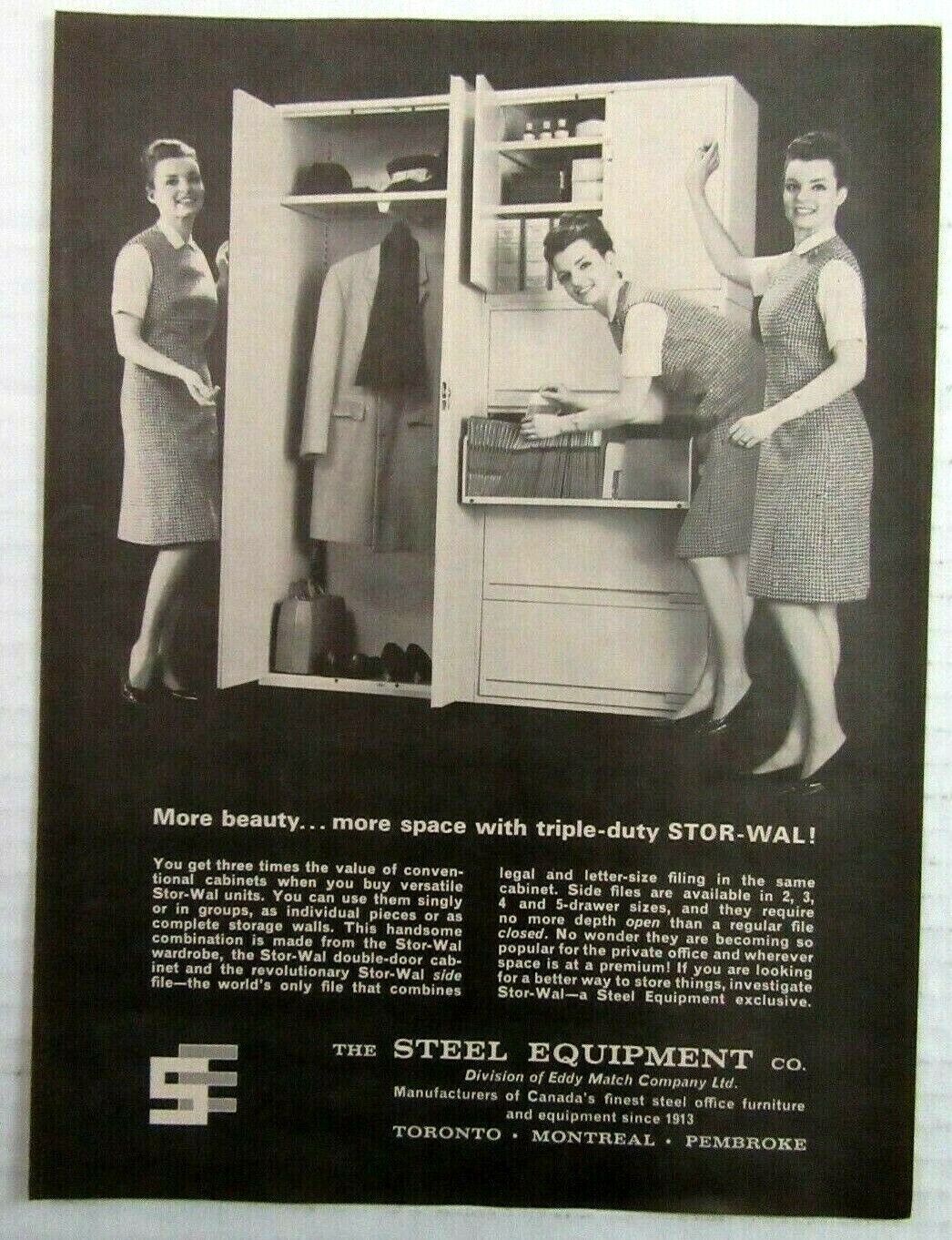 1964 THE STEEL EQUIPMENT CO. Canada\'s Steel Office Furniture Magazine Ad