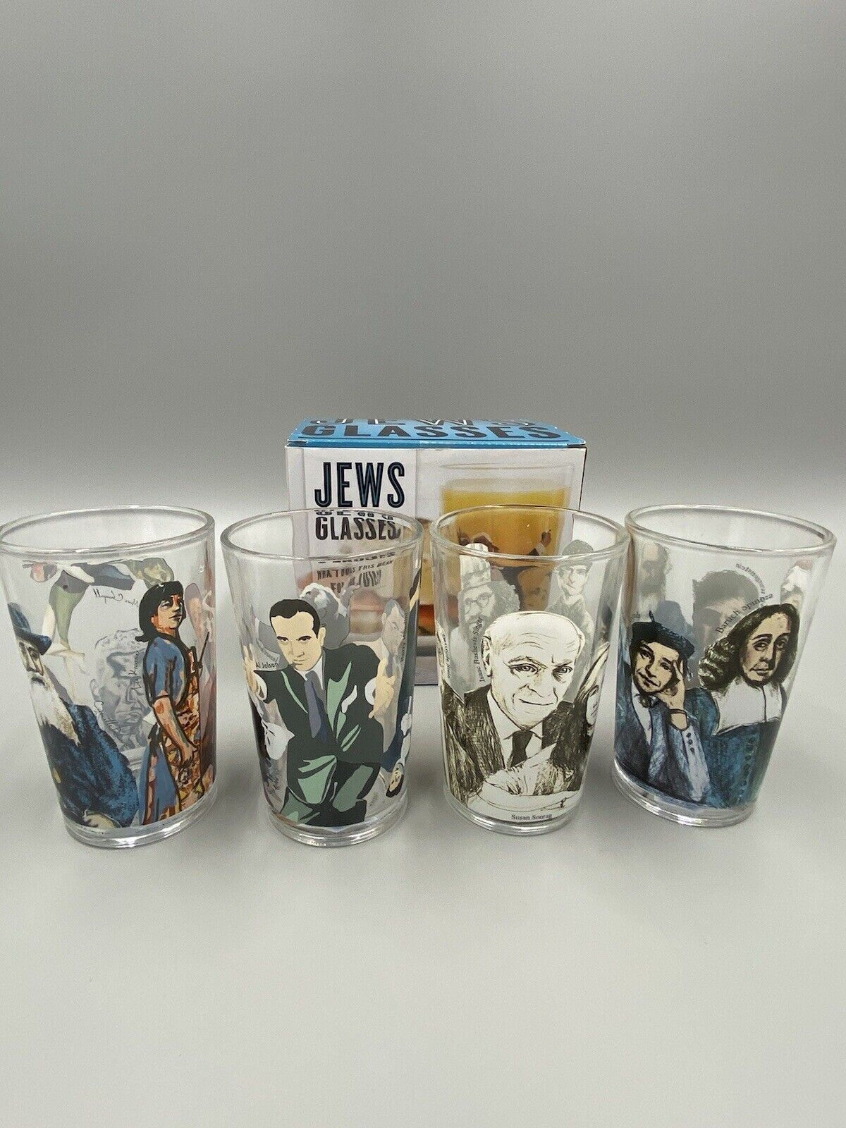 The Unemployed Philosophers Guild Set of 4 Jews Glasses With Box