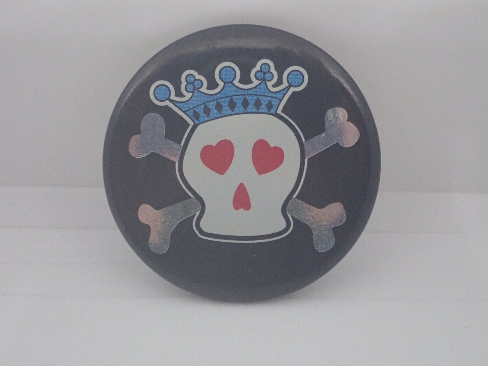 Skull And Crossbones Crown Hearts Princess Punk Emo Sparkly Vintage Lapel Pin