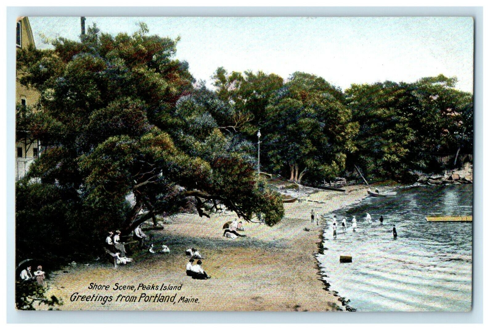 c1905 Greetings From Portland Maine ME, Shore Scene Peaks Island Postcard