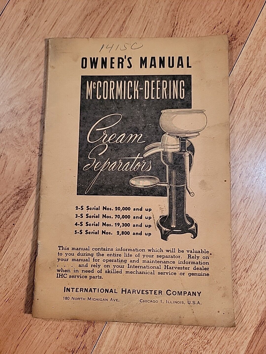 Original IHC McCormick Deering Cream Separator Owners Manual 2S,3S,4S & 5S