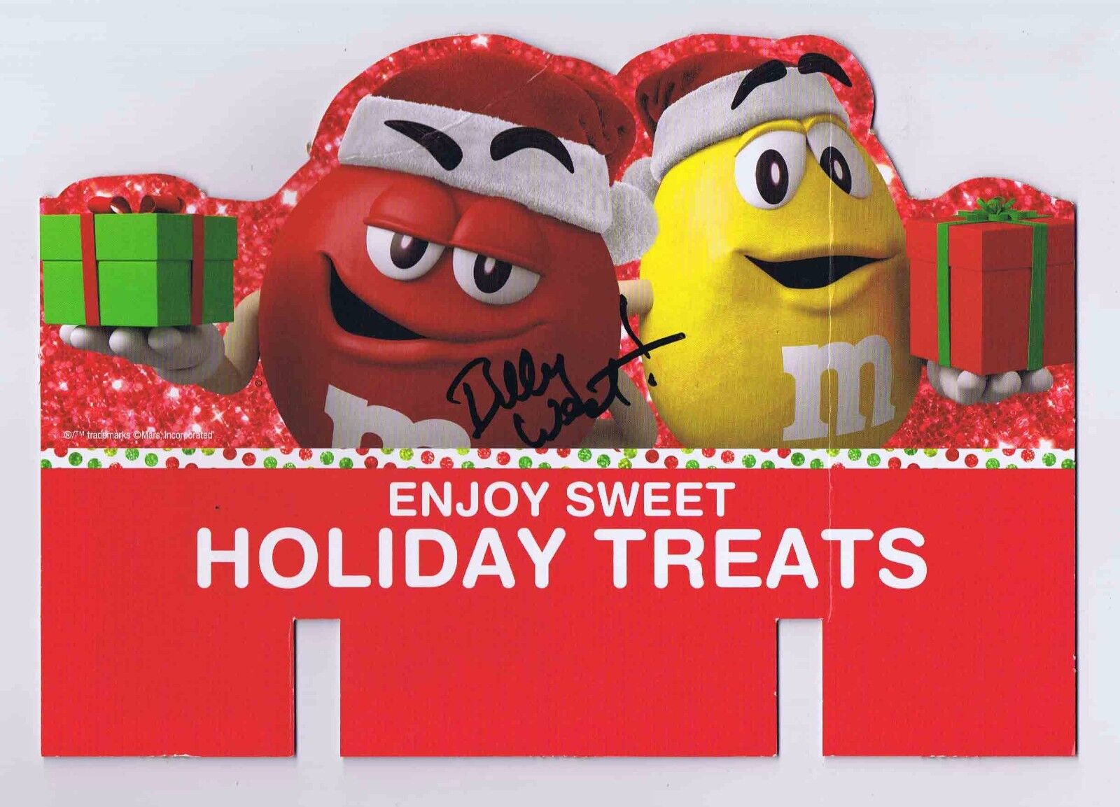 M&M\'s 2017 Holiday Treats Store Header Signed w/COA Billy West Print 8\