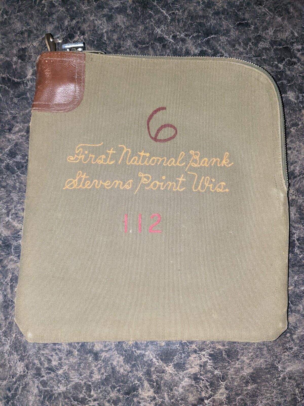 Vintage First National Bank Locking Zipper Bank Deposit Bag With Key (A10)