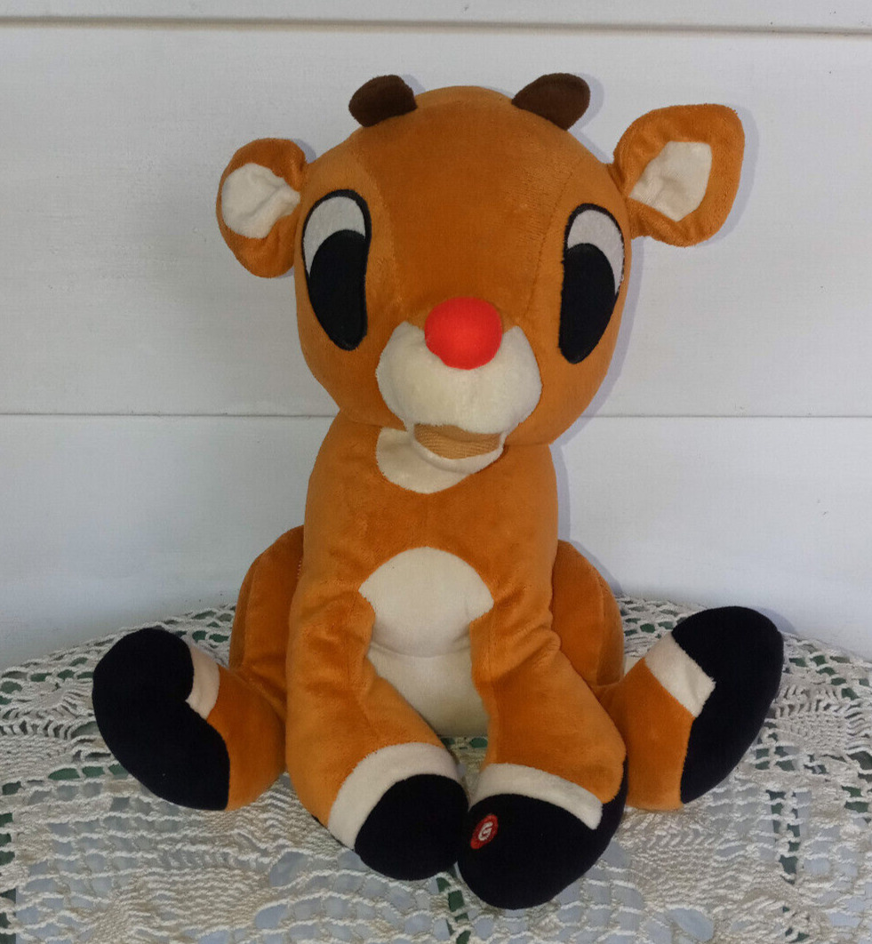 Gemmy Rudolph The Red Nose Reindeer Plush Lights Sings Animated Christmas WORKS