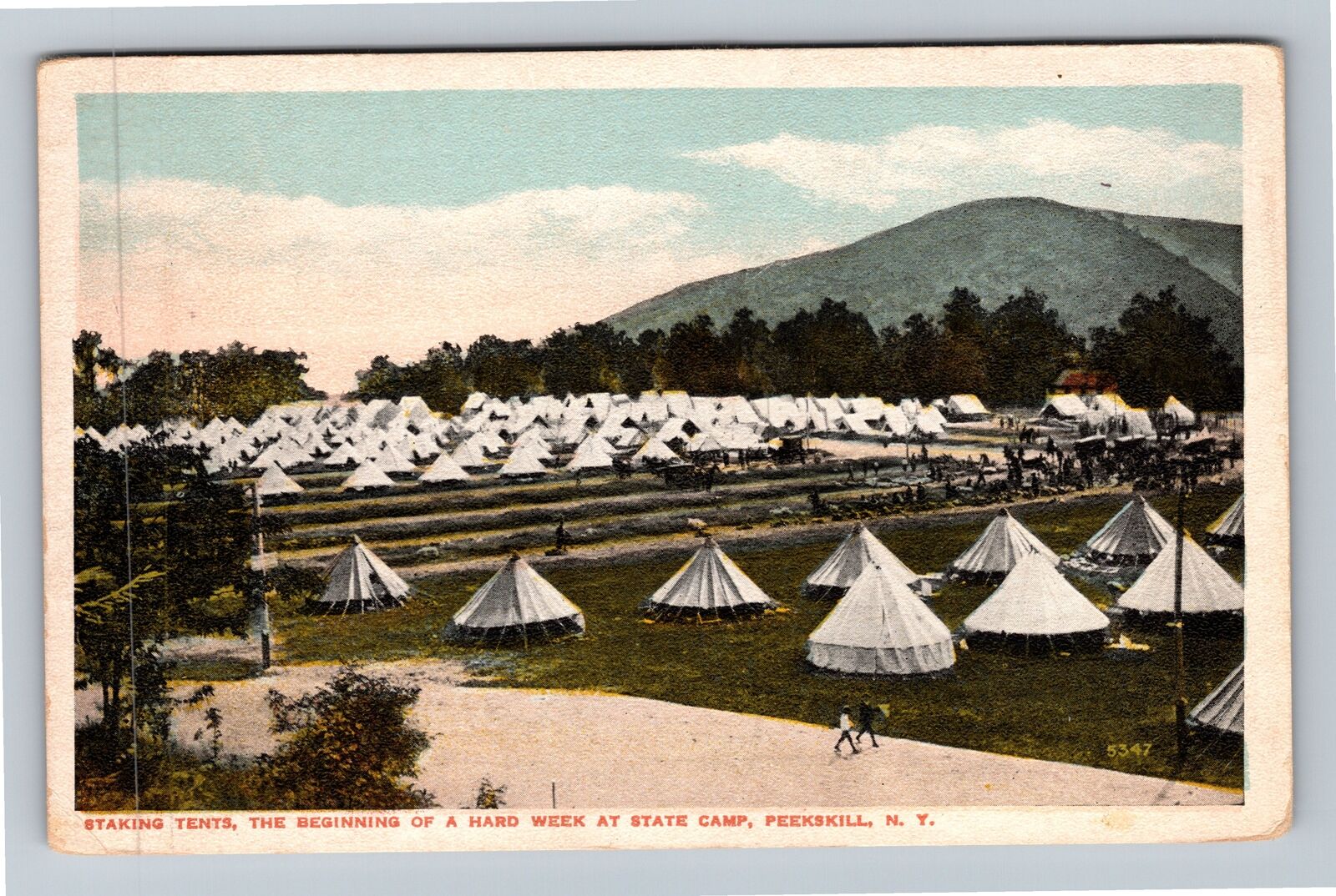 Peekskill NY-New York, Stacking Tents, State Camp Vintage Souvenir Postcard