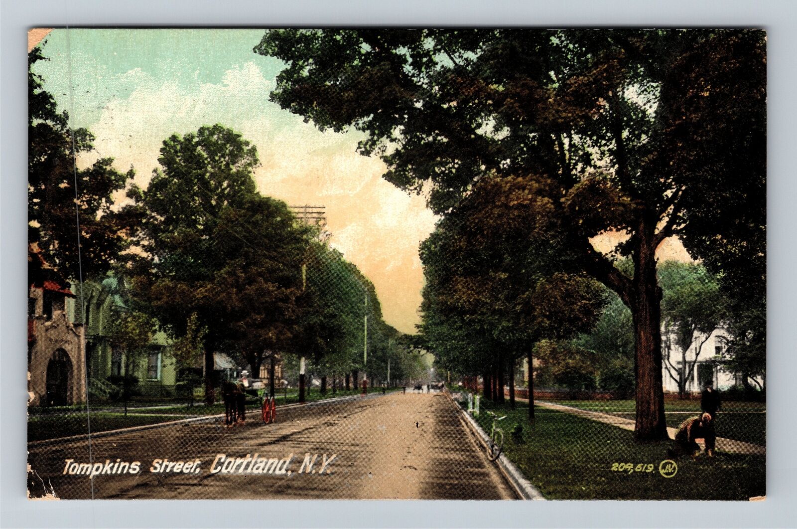 Cortland NY-New York, Activity On Tompkins Street, c1909 Vintage Postcard