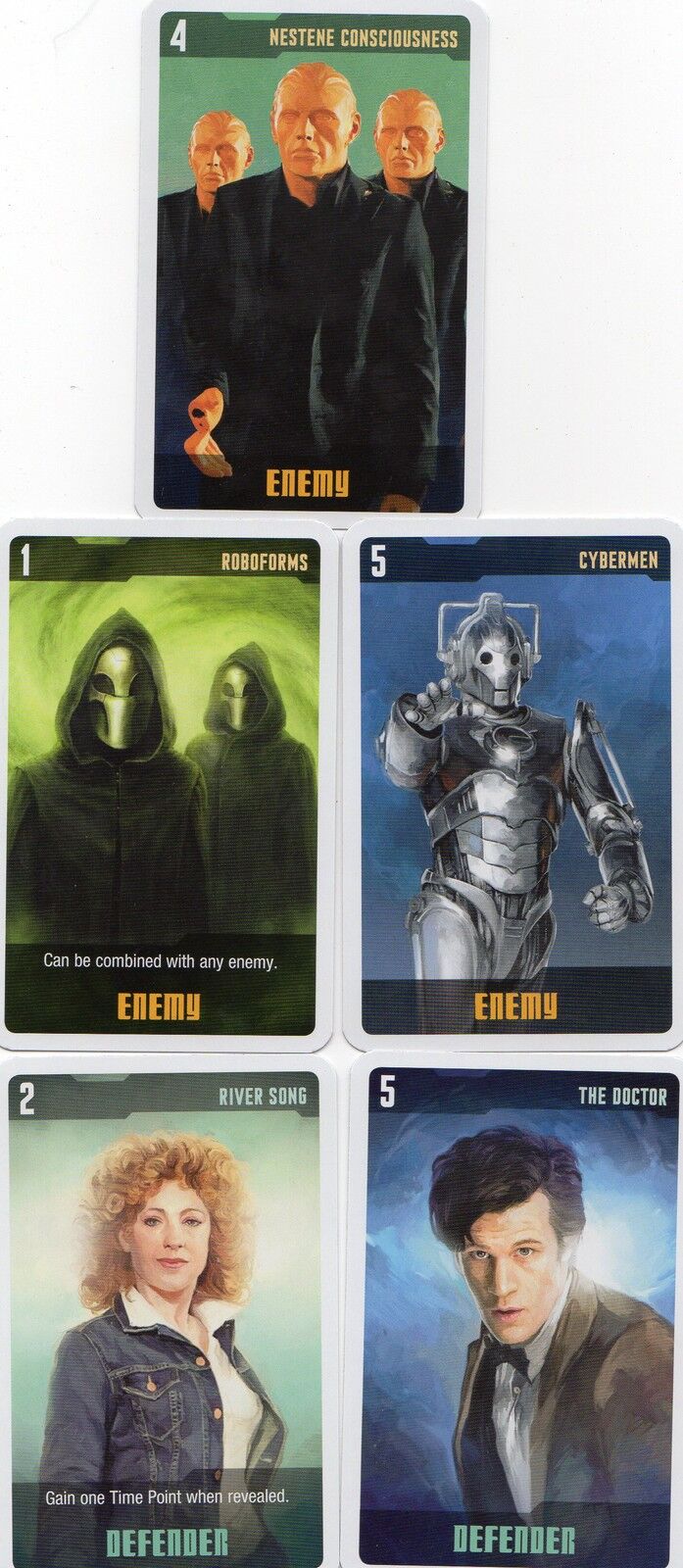 Doctor Who the Card Game 2009 c7e - 5 Art Cards: Nestene Conciousness, Cybermen