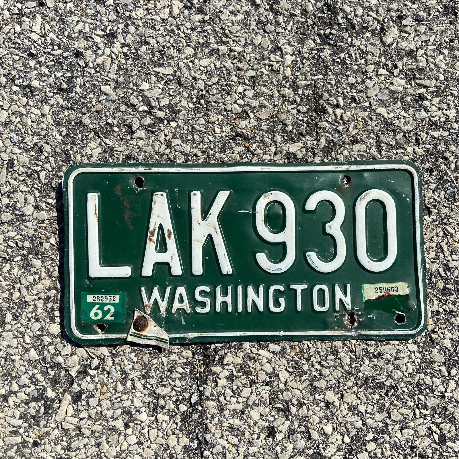 1962 Washington License Plate LAK 930 Lewis County 1958 1959 1960 YOM DMV Clear