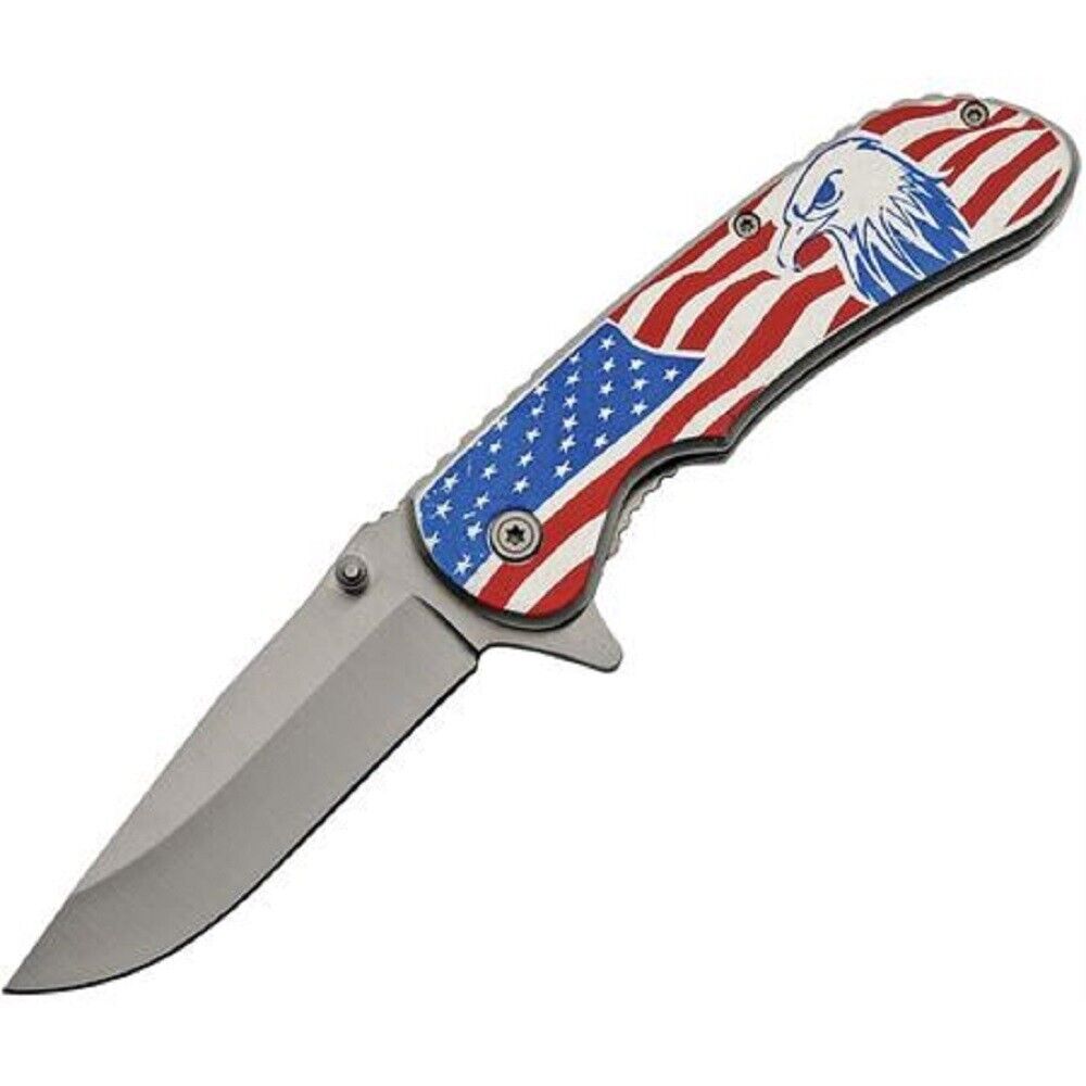 American Eagle Assisted Opening Linerlock Knife - American Flag Design