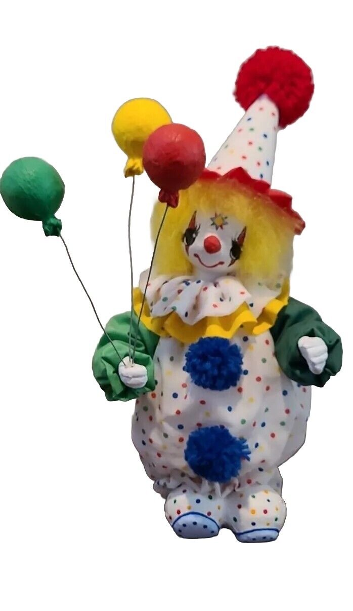 Fabriche Clown Folk Art Balloons Signed Decor LI\'L TWINKLE EYES 10\