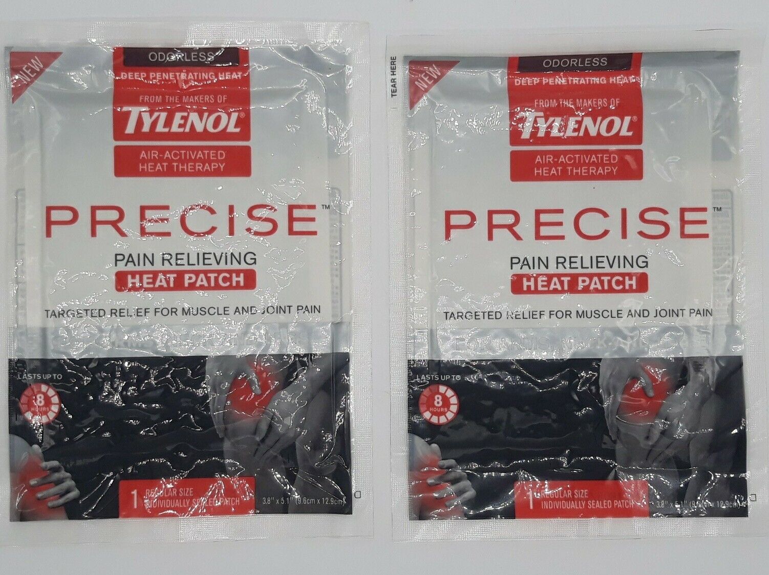2 Tylenol Precise Pain Relieving Heat Patch Arms Neck Legs *Collectible