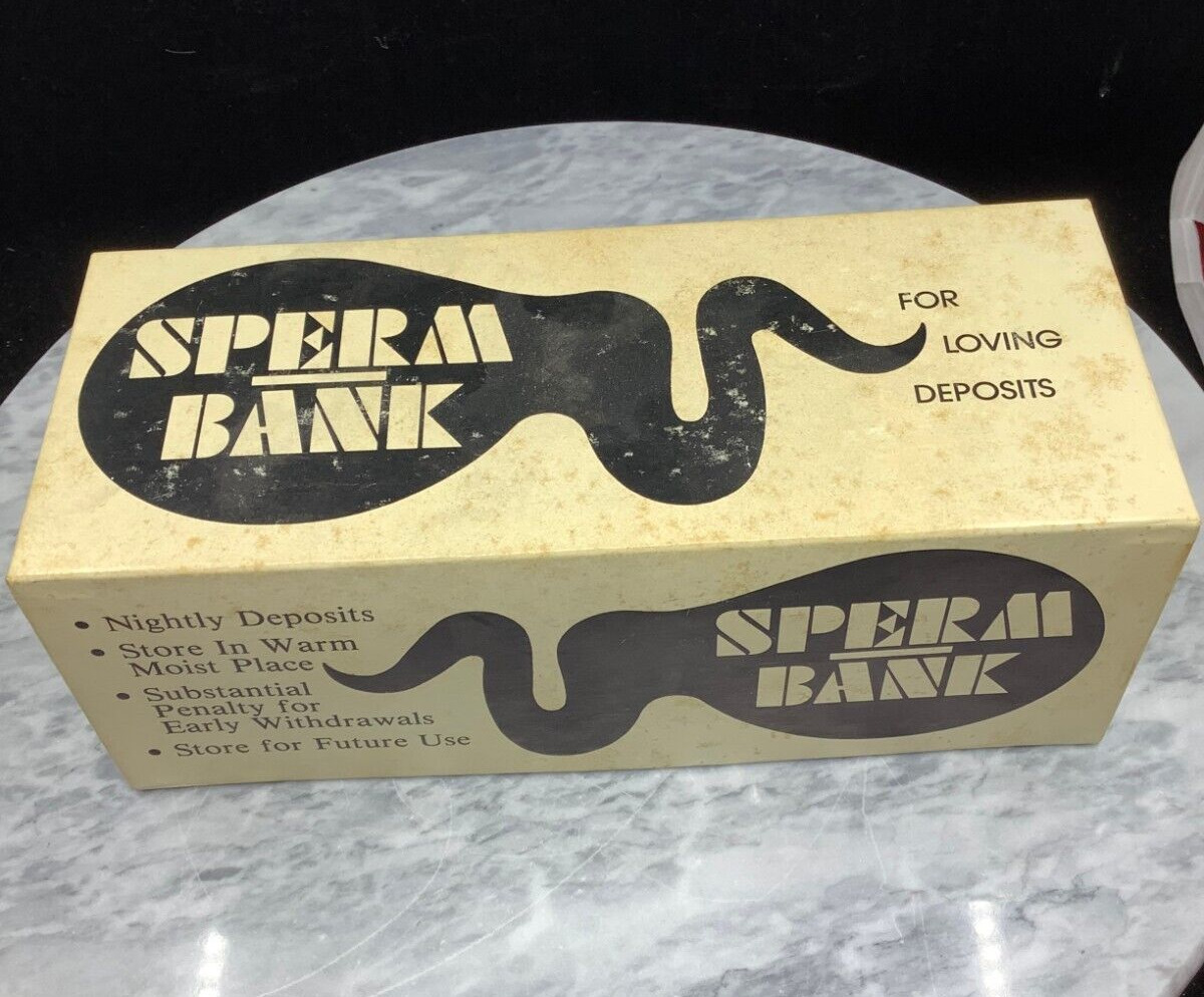 VINTAGE SPERM BANK HIGH YIELD BANKING FOR LOVERS ONLY CERAMIC WITH BOX