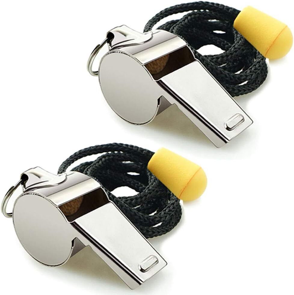 Hipat Whistle, 2 Pack Stainless Steel Sports Whistles Silver(Stainless Steel) 