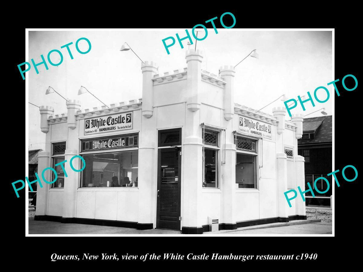 OLD 6 X 4 HISTORIC PHOTO OF QUEENS NEW YORK WHITE CASTLE HAMBURGER STORE c1940