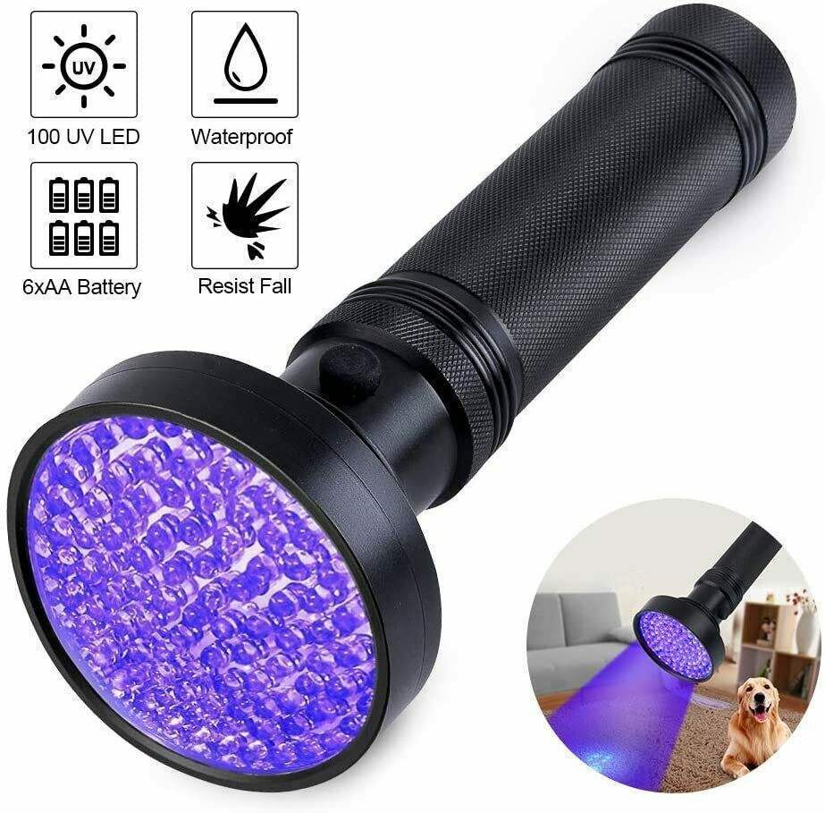 UV Ultra Violet LED Flashlight Blacklight Light 395 NM 100 LED Inspection Torch