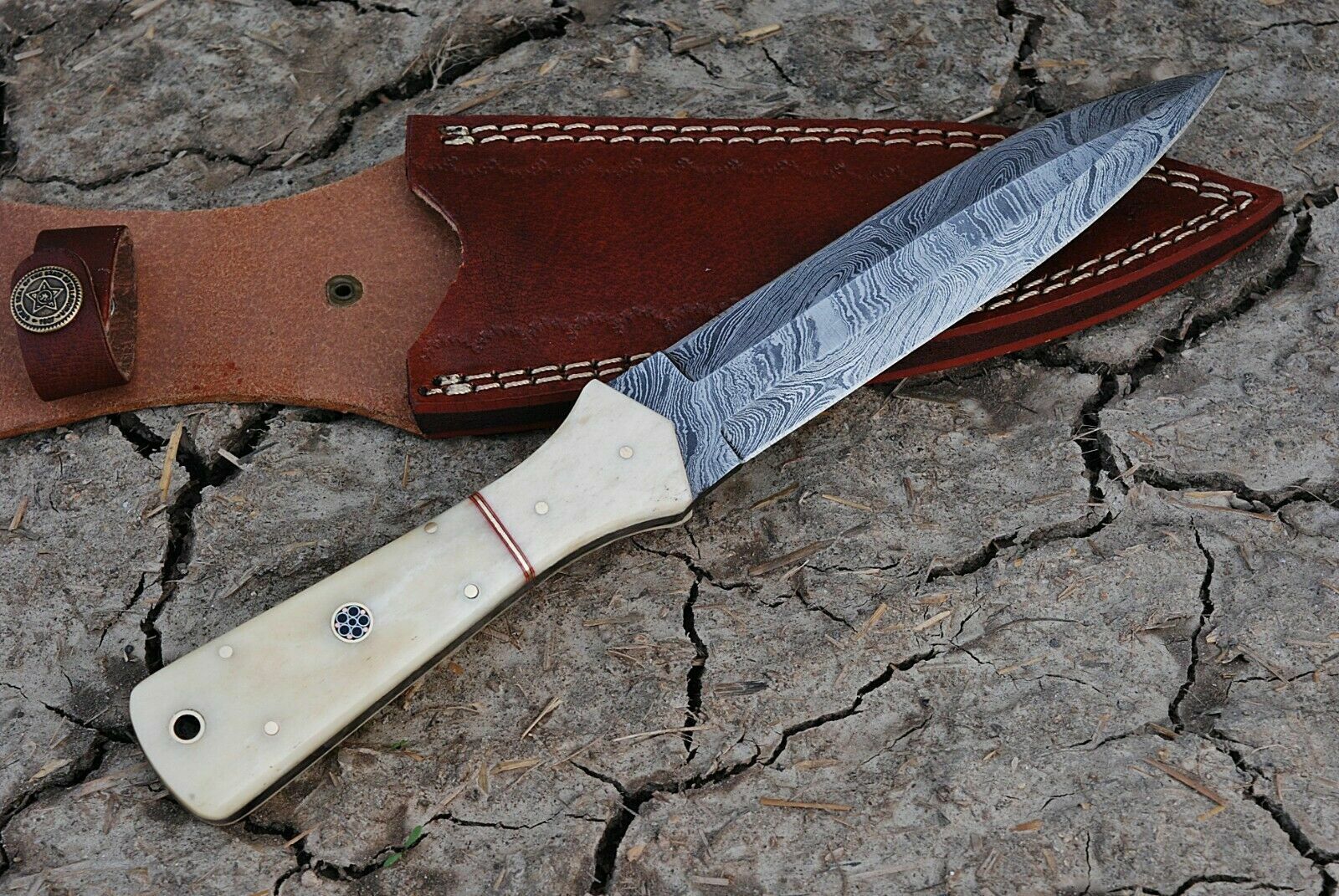 CUSTOM HANDMADE FORGED DAMASCUS STEEL BOOT KNIFE DAGGER HUNTING KNIFE 684