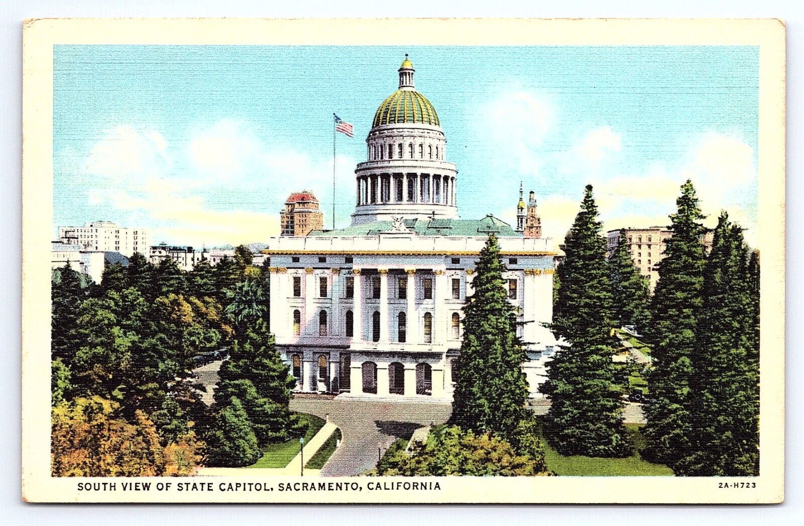Postcard State Capitol South View Sacramento California CA