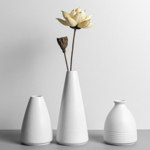 VINTAGE White Ceramic Bud Vase Set of 3 Japan Otagiri Vases Modern Decor