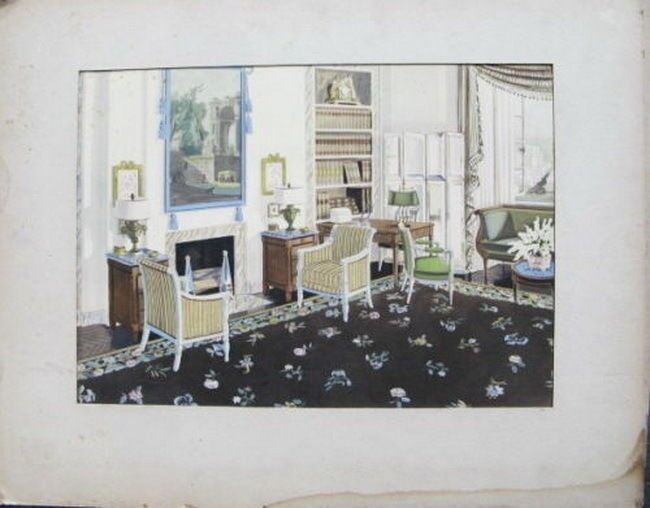 Vintage Group of 4 LARGE Hand Painted Architectural Room Design Paintings