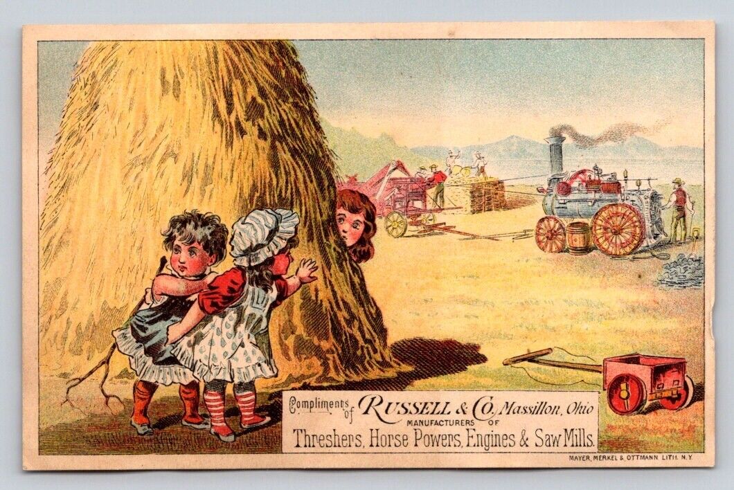 Russell Threshers Engines Saw Mills Farmers Children Haystack Massillon OH P92A