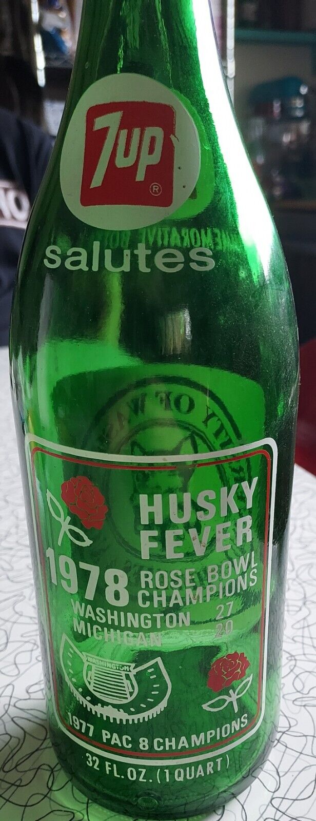 Washington Husky Fever - 1978 Rose Bowl Champions 7-Up Bottle 32 Fl Oz