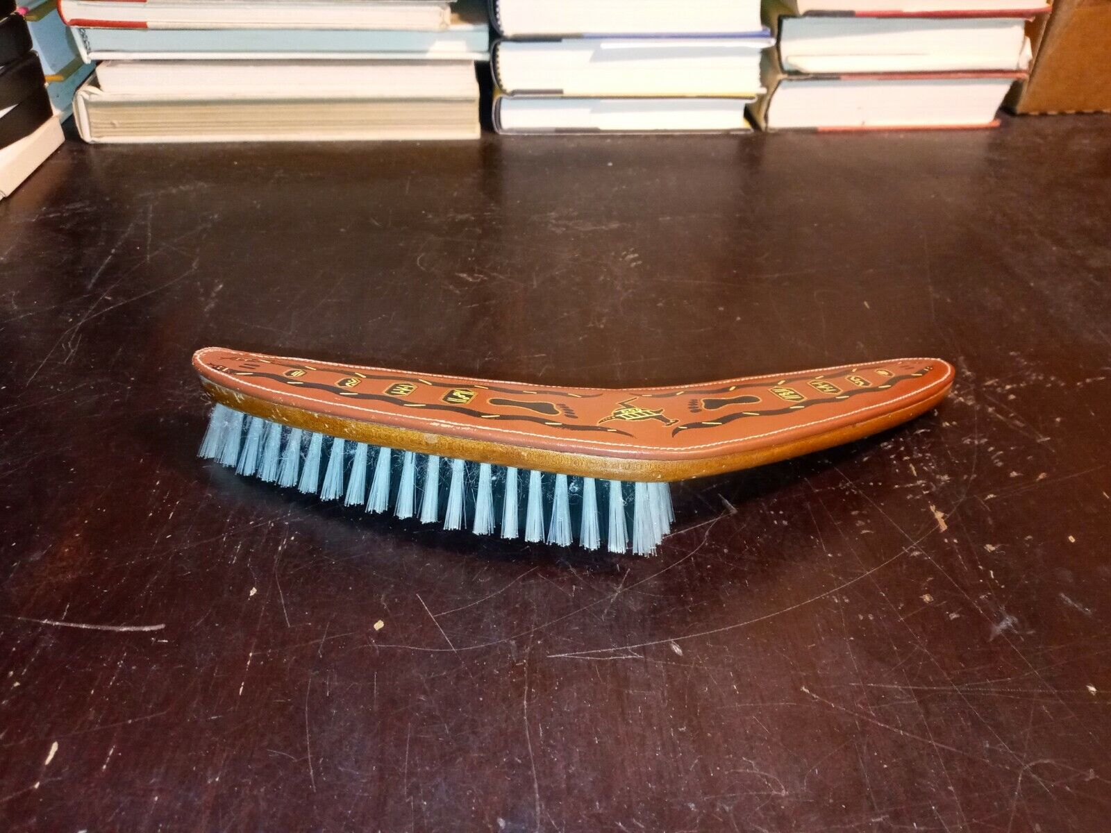 Vintage Genuine Kangaroo & Wooden Boomerang Brush Rare & Cool Collectable