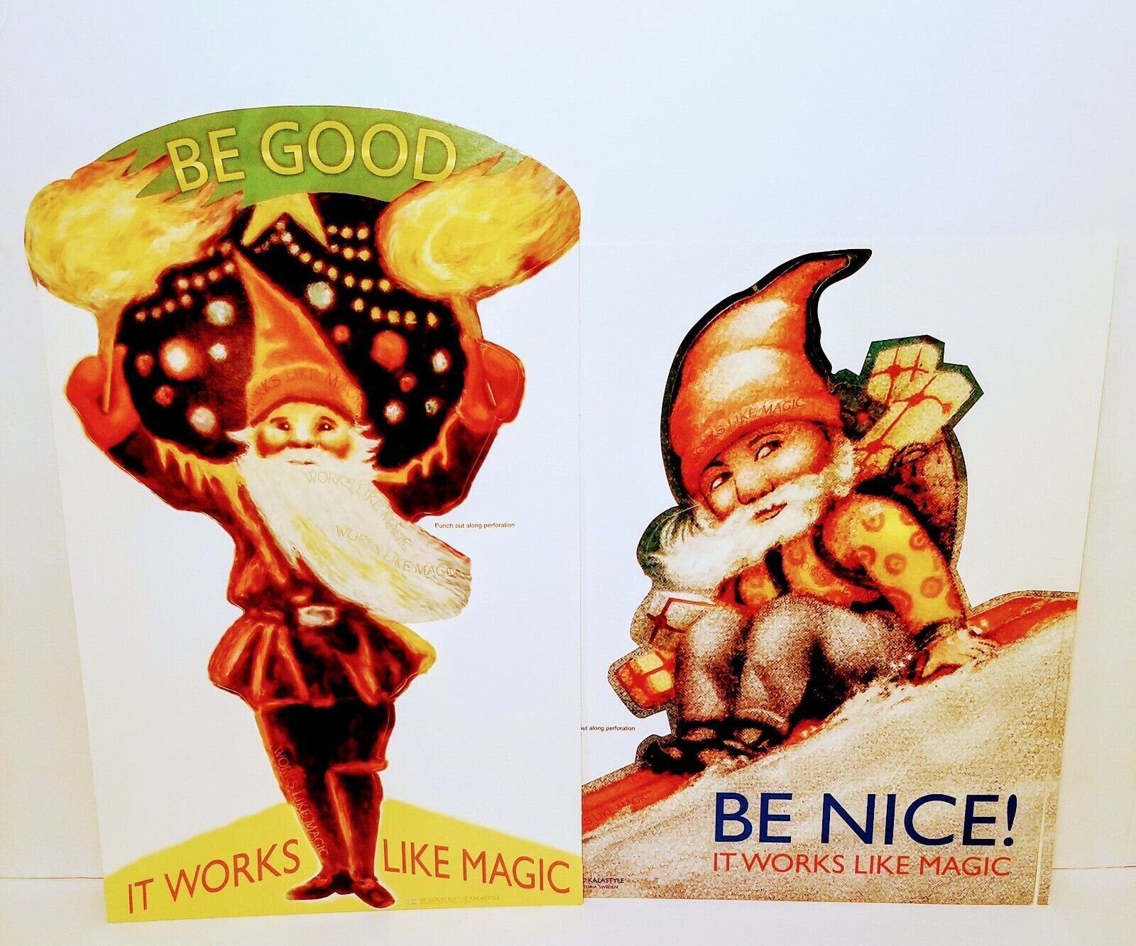 2 New Kalastyle Elf Soap Cardboard Signs Be Good/Be Nice-It Works Like Magic