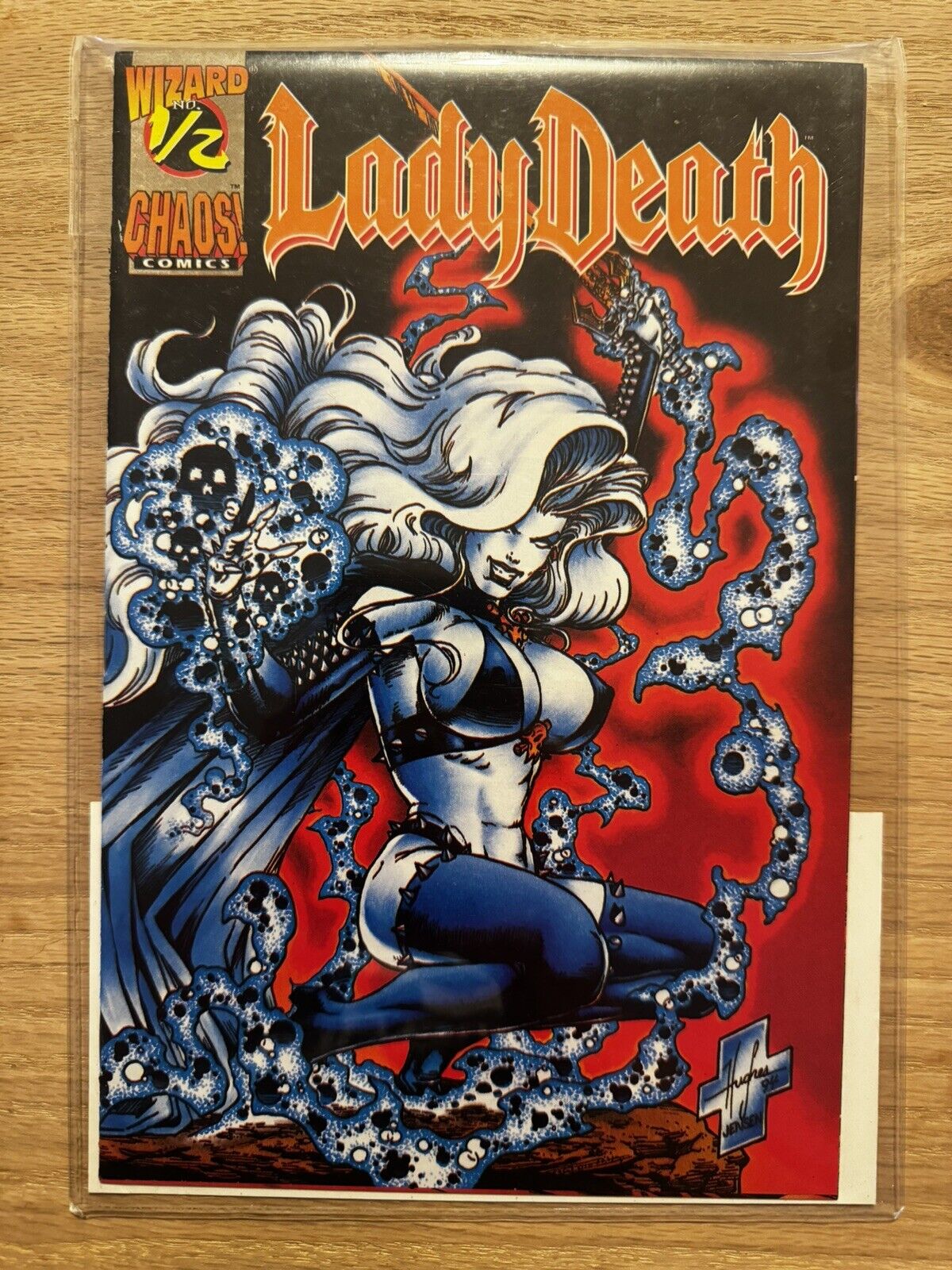 Lady Death Wizard #1/2 (1994, Chaos Comics) w/ Signed COA Comic in sleeve