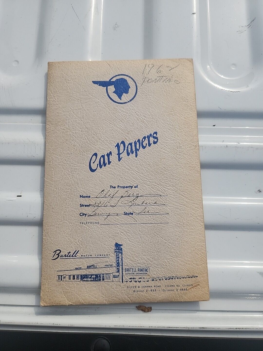 Vintage 1962 Pontiac Car Papers