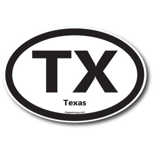 TX Texas US State Oval Magnet Decal, 4x6 Inches, Automotive Magnet for Car