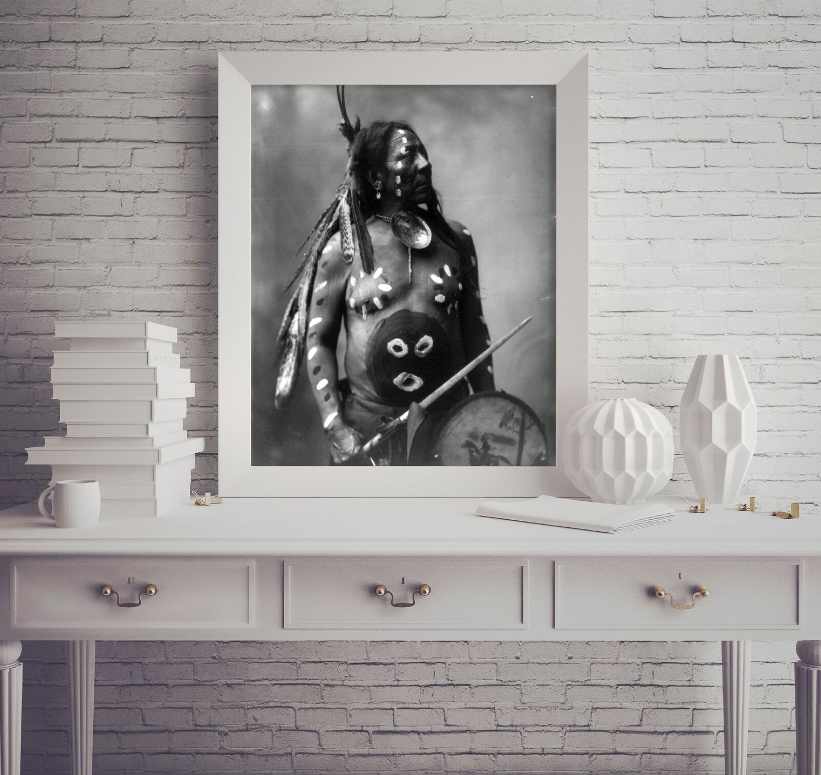 Photo: Last Horse, Sioux Indian, Painted, spear, shield, c1899