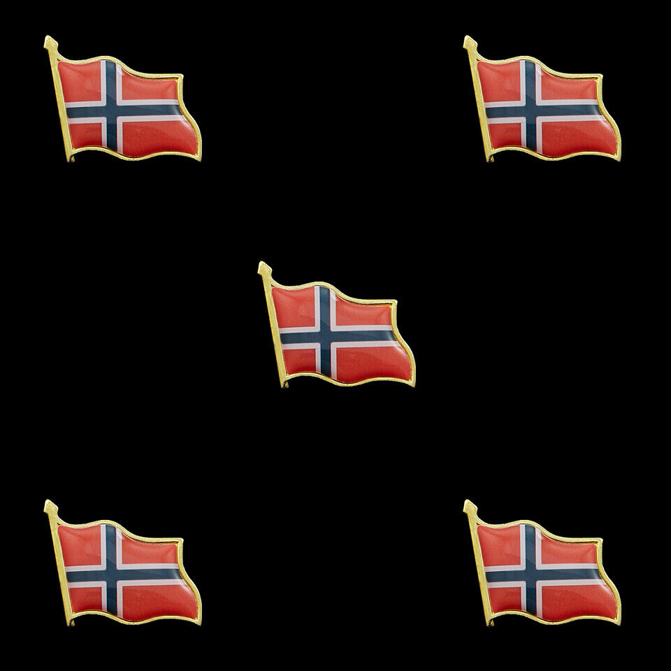 5PCS Norway National Waving 3D Flag Lapel Pin Tie Clips for Men Tie Clip Set 