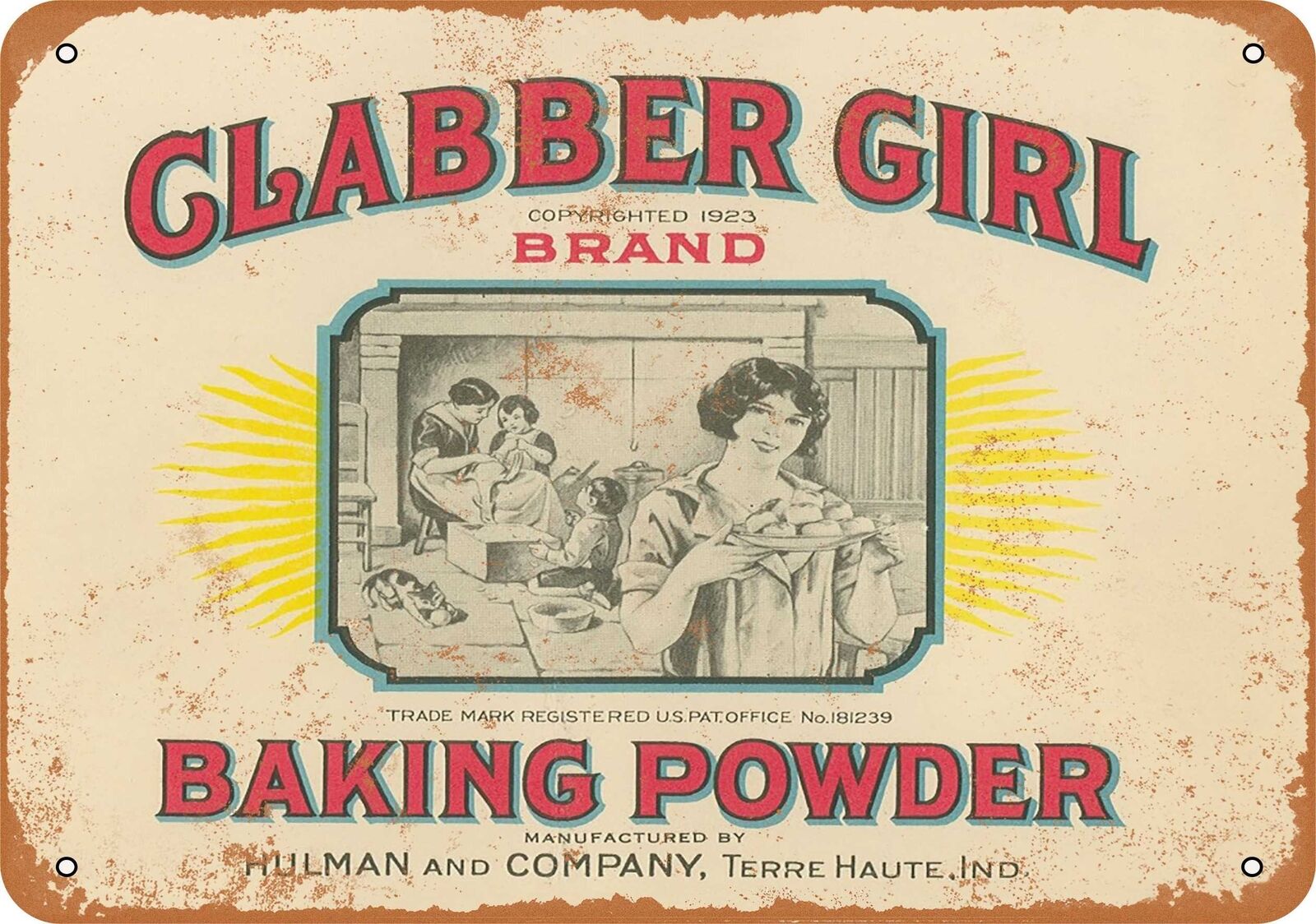 Metal Sign - 1923 Clabber Girl Baking Powder -- Vintage Look