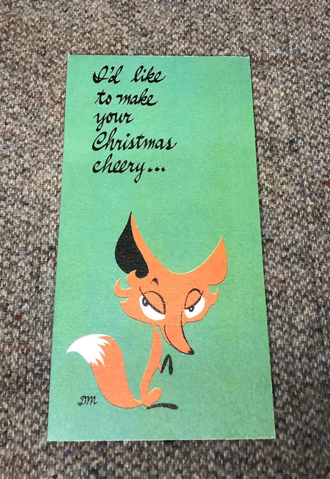 VINTAGE NOS 1950’s CHRISTMAS CARD GREETING CARD UNUSED FOX NOVA LAUGH LITHO