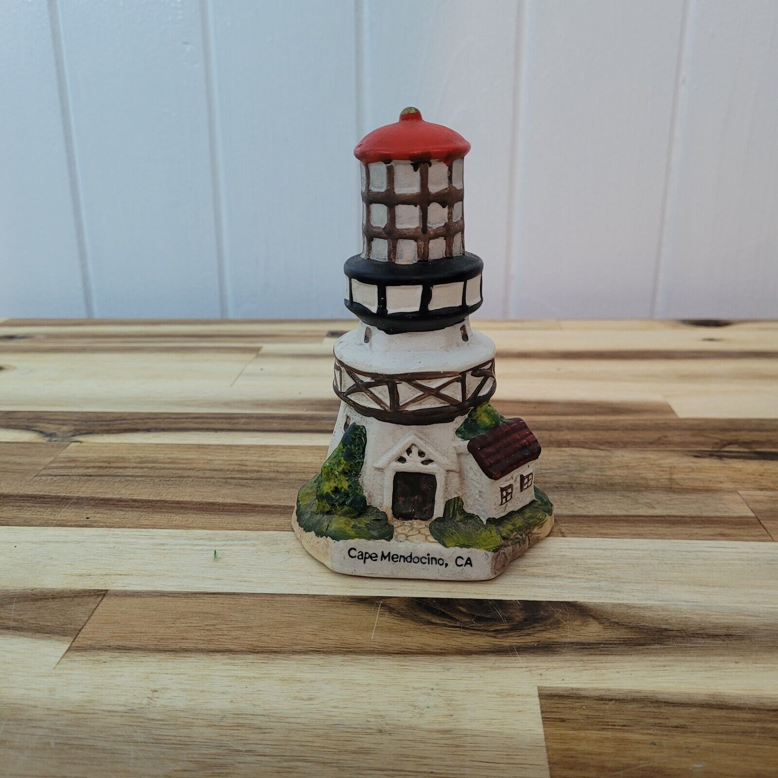 VTG Cape Mendocino Lighthouse Ceramic Figurine Hand Painted 6\