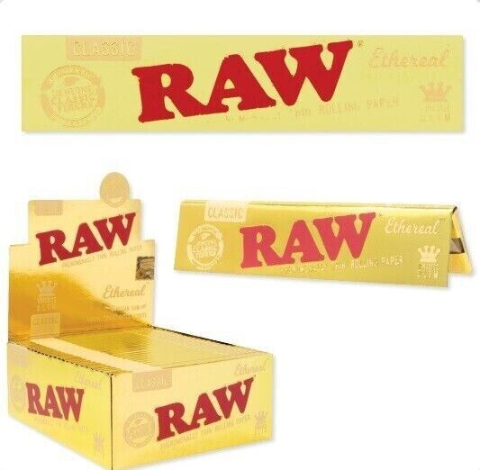 NEW🔥50 PKS RAW ETHEREAL KING SIZE SLIM ROLLING PAPERS😎PHENOMENALLY THIN