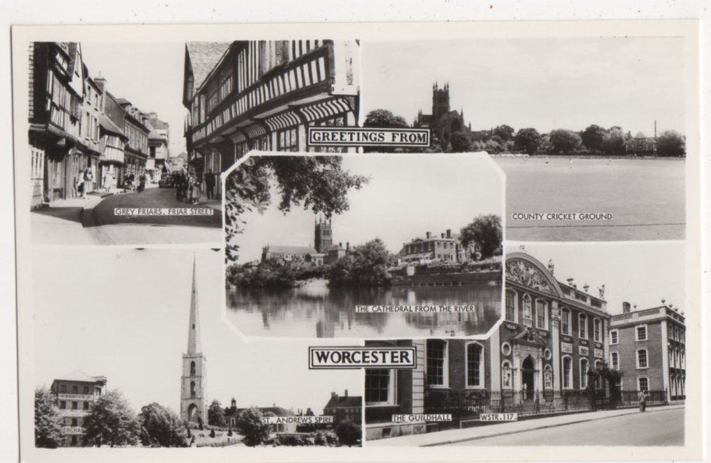 Greetings from Worcester, Cricket Ground etc. RP Postcard, B434