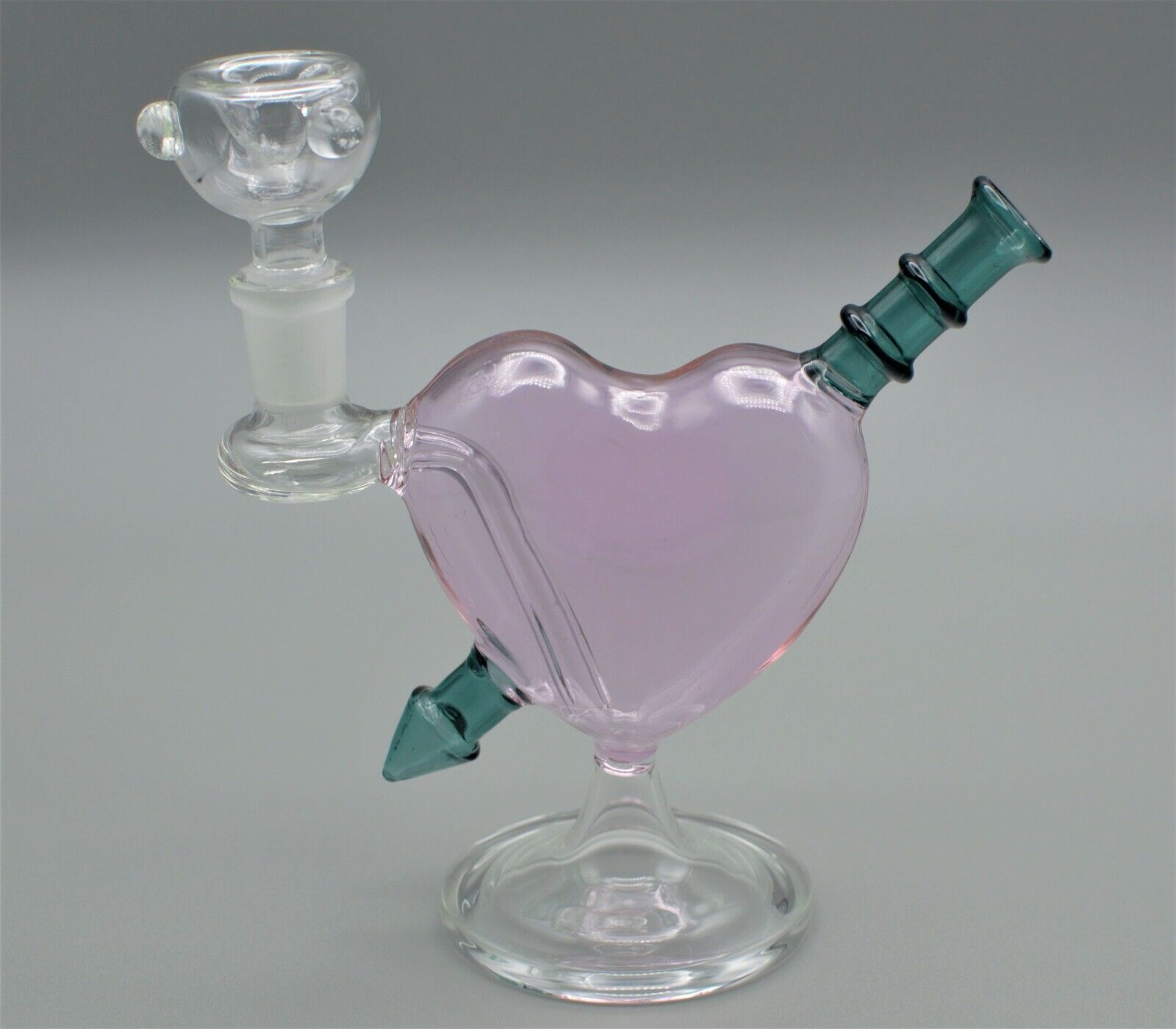 Pink Heart and Arrow Water Pipe Bong - 6.5 inch Glass with Detachable 14mm Bowl