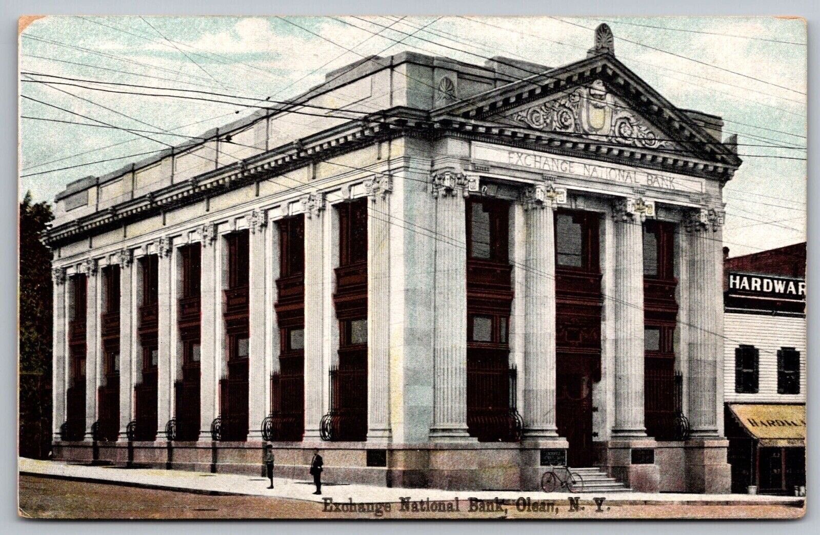 Exchange National Bank Olean New York Street View Government Vintage Postcard