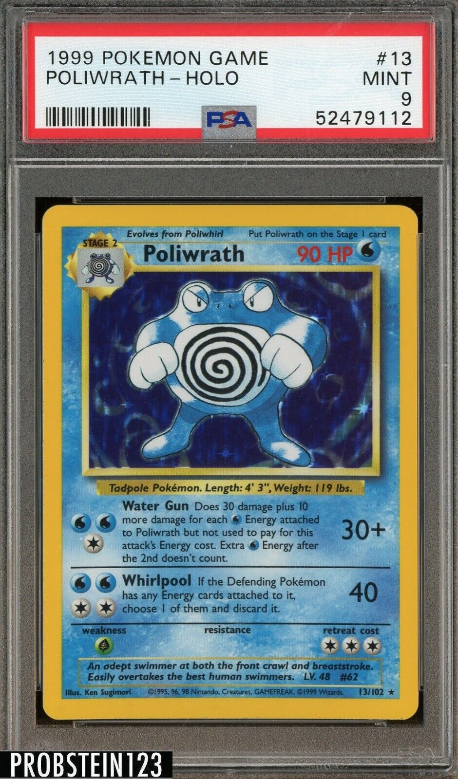 1999 Pokemon Game #13 Poliwrath - Holo PSA 9 MINT