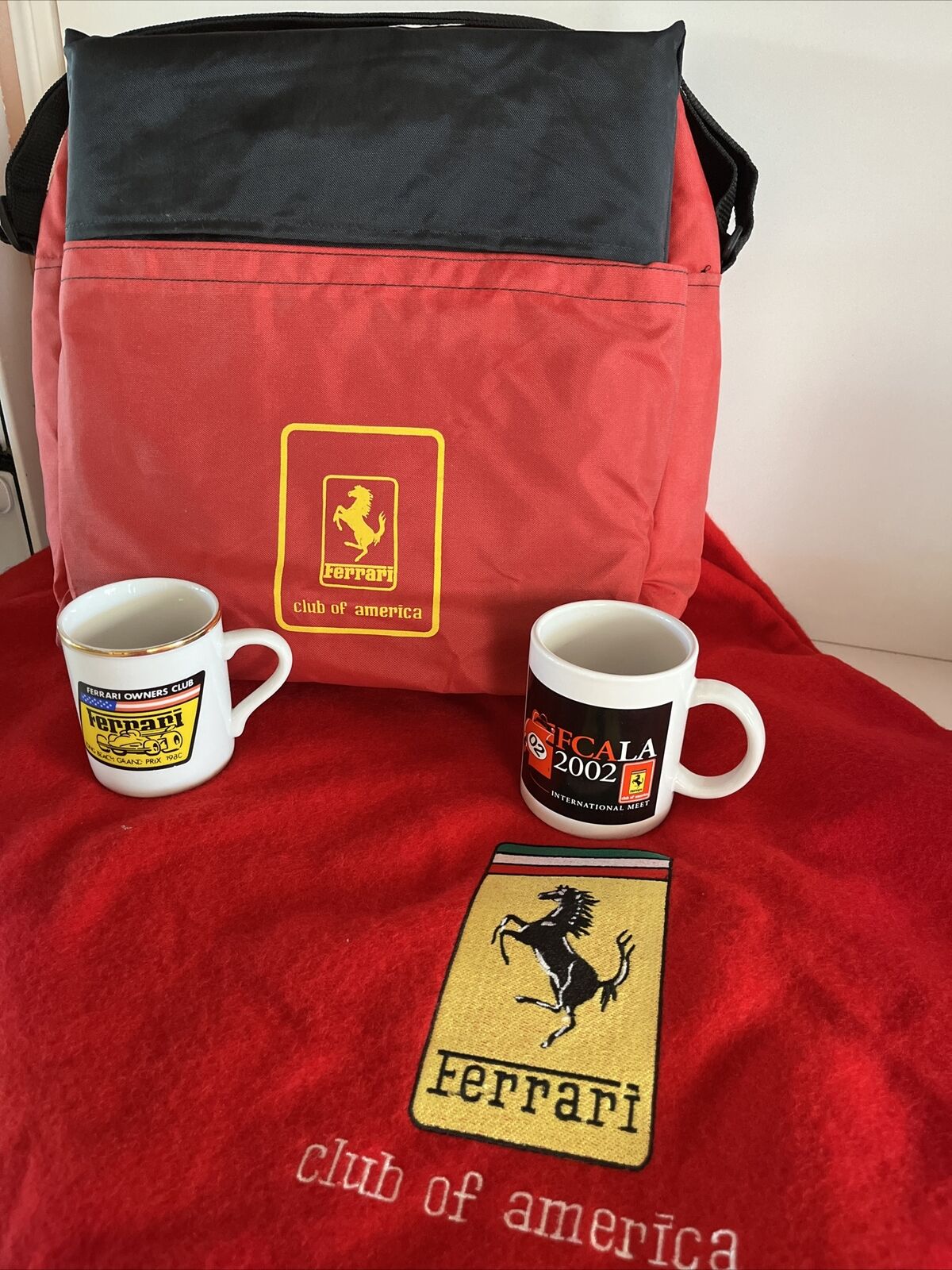 Ultimate Vintage Ferrari Club Picnic Set Up- Cooler Blanket Collectible Cups