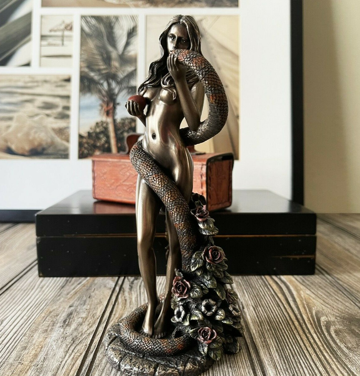 Decorative Custom Made Original Sin Eve Holding Apple Sculpture Figurine Statue