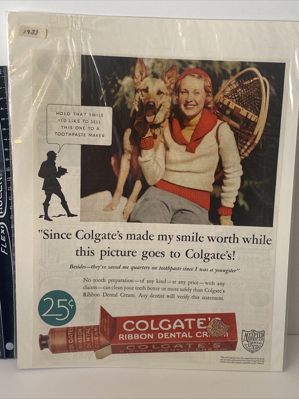 Colgate Ribbon Dental Cream Advertisement 1933 Boarded and wrapped