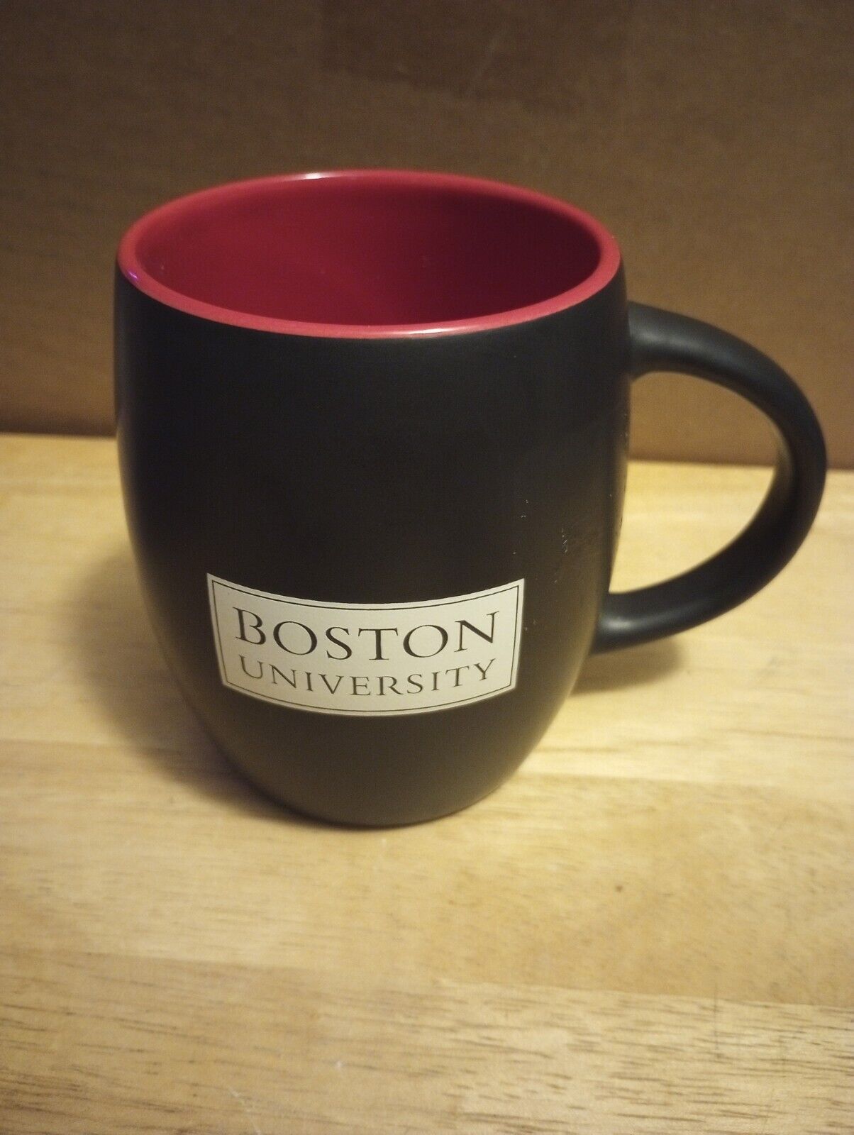 Boston University Coffee Tea Mug Cup No Chips Red Inside Black Outside Nice Mug